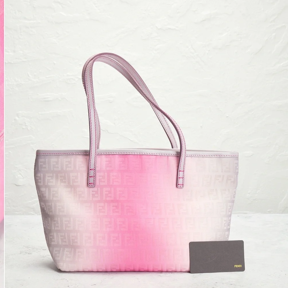 Sold Fendi Ombre Zucchino roll tote bag pink - Picture 6 of 6